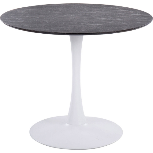 Pebble Dining Table in White Metal & Black Marble Veneer
